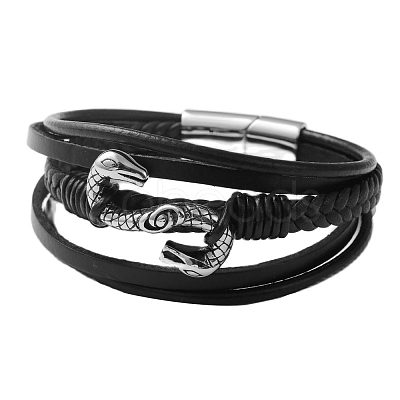 Leather Cords Multi-strand Bracelets with Magnetic Clasp PW-WG89659-01-1