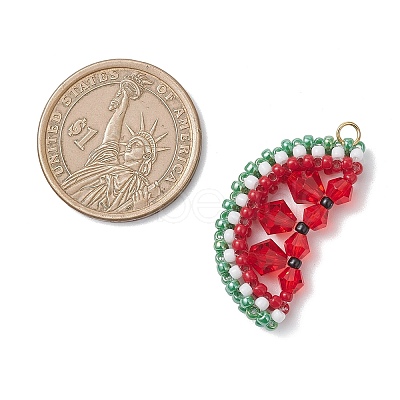 TOHO Glass Seed Beaded Watermelon Pendants PALLOY-MZ01124-1