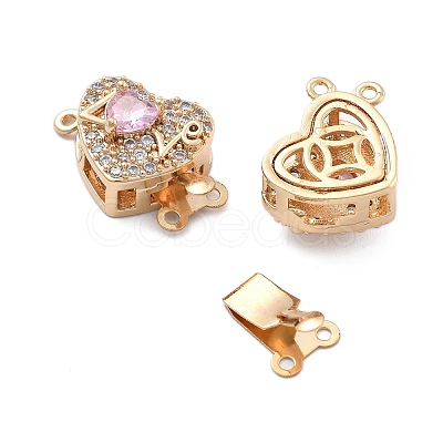 Brass Micro Pave Cubic Zirconia Box Clasps KK-B125-07G-01-1