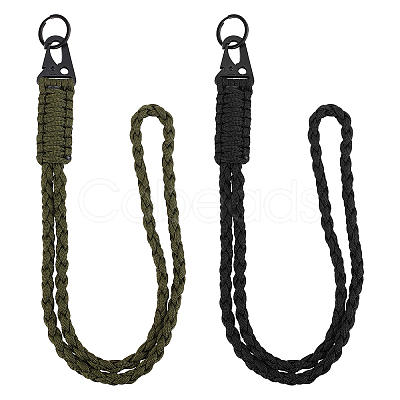 ARRICRAFT 2 Sets 2 Colors Polyester Woven Lanyard Keychains AJEW-AR0001-49-1