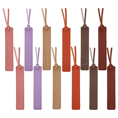 12Pcs 6 Colors PU Leather Bookmark AJEW-FH0006-23-1
