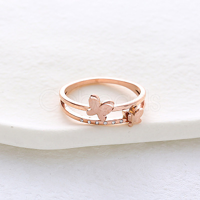 304 Stainless Steel with Rhinestone Finger Rings for Women VL8441-7-1