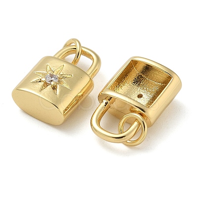 Rack Plating Brass Micro Pave Cubic Zirconia Pendants KK-K392-27G-1