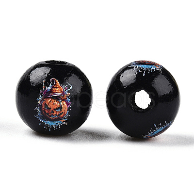 Halloween Theme Wood European Beads WOOD-N016-04F-1