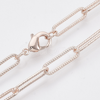 Brass Textured Paperclip Chain Necklace Making MAK-S072-01B-RG-1