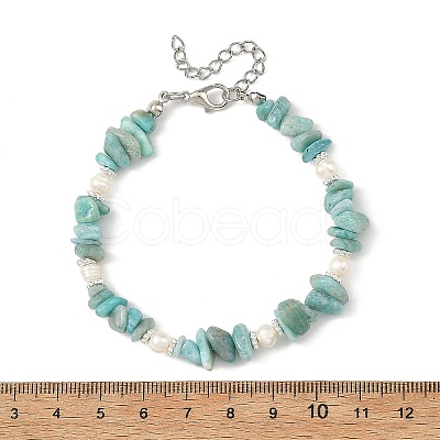 Natural Mixed Stone Chip and Potato Cultured Freshwater Pearl Beaded Bracelets for Women BJEW-JB14280-1