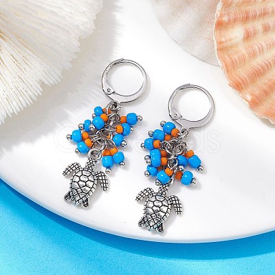 Tibetan Style Alloy Dangle Leverback Earrings EJEW-MZ00119-05-1