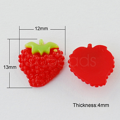Resin Strawberry Flatback Cabochons CRES-B3051-A99-1