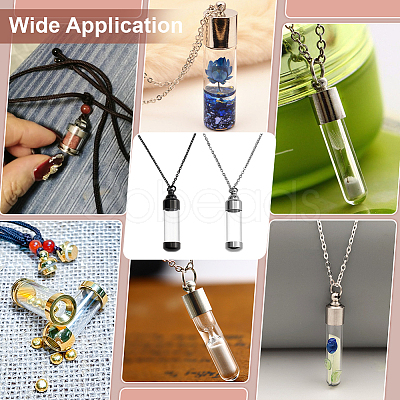 2Pcs 2 Styles Clear Acrylic Column Perfume Bottle Necklaces NJEW-PH0001-38-1