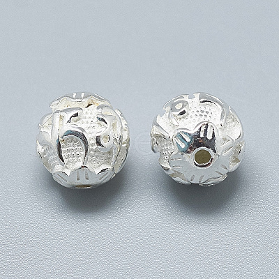 925 Sterling Silver Om Beads STER-T002-64S-1