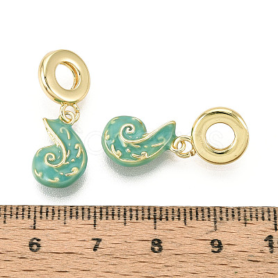 Brass Turquoise Enamel European Dangle Charms KK-N271-41G-02-1