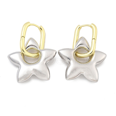 Star Brass Hoop Earrings for Women EJEW-U057-06C-04GP-1
