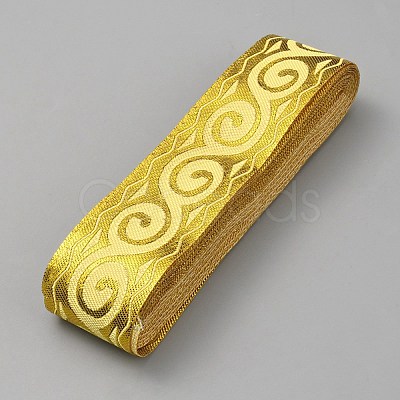 Ethnic Style Polyester Jacquard Flower Ribbon OCOR-WH0070-111B-1