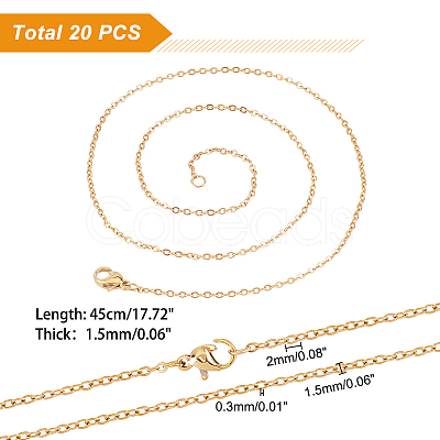 20Pcs Ion Plating(IP) 304 Stainless Steel Cable Chains Necklaces Set for Men Women NJEW-NB0001-06-1