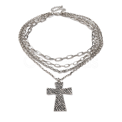Alloy Multi Layered Necklaces for Women NJEW-U013-04P-1