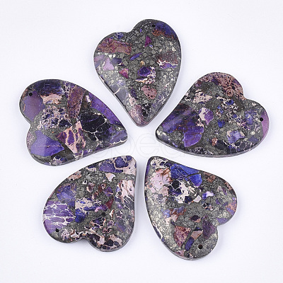 Synthetic Gold Line Regalite/Imperial Jasper/Sea Sediment Jasper Pendants G-S329-052B-1