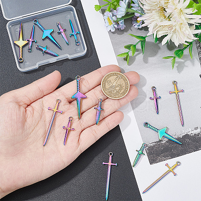 16Pcs 4 Style Stainless Steel Pendants STAS-AR0001-78-1