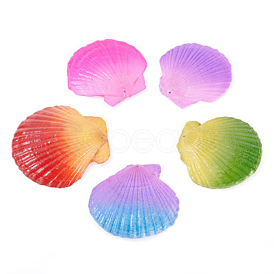 5Pcs Spray Painted Natural Scallop Shell Big Pendants SSHEL-TA0001-24-1