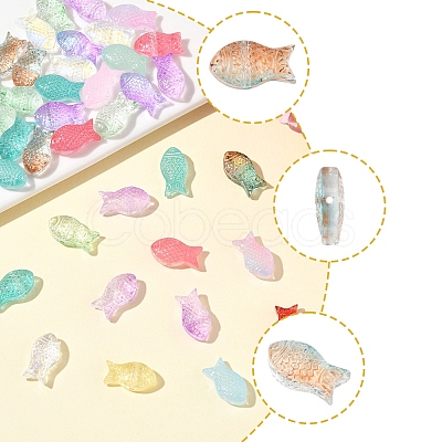 50Pcs Transparent Spray Painted Glass Beads GLAA-FS0002-06C-1