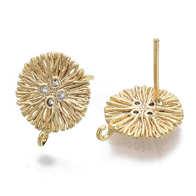 Brass Micro Pave Cubic Zirconia Stud Earring Findings KK-T056-05G-NF-1