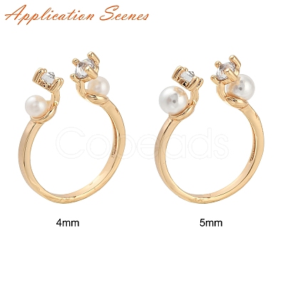 Brass Micro Clear Cubic Zirconia Cuff Finger Rings Setting KK-T056-51G-NF-1