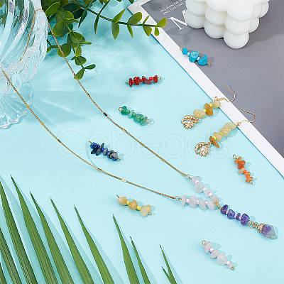 48Pcs 8 Styles Natural & Synthetic Chip Gemstone Beaded Connector Charms PALLOY-GO00057-1