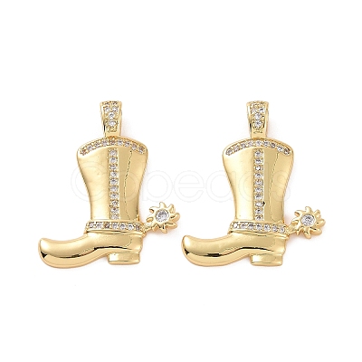 Rack Plating Brass Micro Pave Cubic Zirconia Pendants KK-C008-30G-1