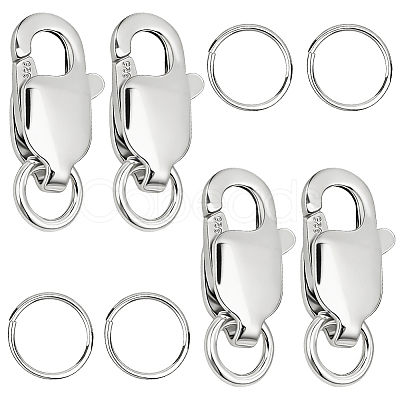 4Pcs 925 Sterling Silver Lobster Claw Clasps STER-BBC0009-40C-1