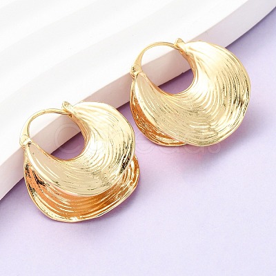 Textured Moon Brass Hoop Earrings EJEW-D346-10G-1