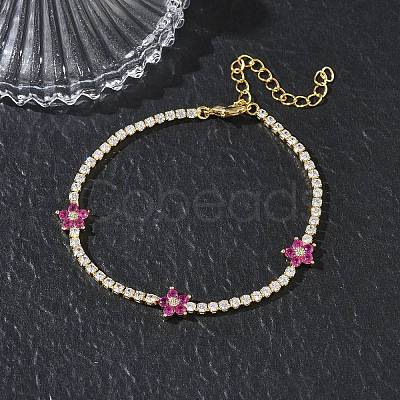 Brass Micro Pave Cubic Zirconia Tennis Bracelets for Women KK-D112-03G-1