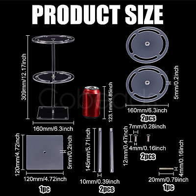 2-Tier Round Acrylic Sun Glasses Storage Display Stands ODIS-WH0079-050-1