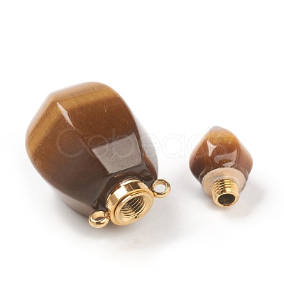 Faceted Natural Tiger Eye Pendants G-H252-B01-1