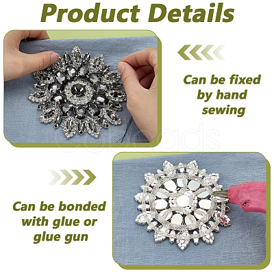 2Pcs Alloy Glass Rhinestone Cabochons FIND-FG0004-83S-1
