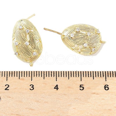 Brass Micro Pave Clear Cubic Zirconia Stud Earring Findings KK-Z106-02G-02-1