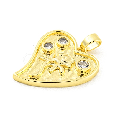 Brass Micro Pave Clear Cubic Zirconia Pendants KK-P263-09B-G-1
