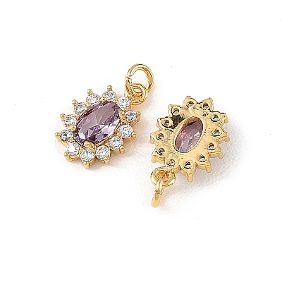 SHEGRACE Brass Micro Pave Cubic Zirconia Pendants XGRQ2O119-446E-G-1