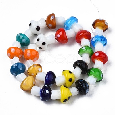 Mushroom Handmade Lampwork Beads Strands X-LAMP-R116-03A-1