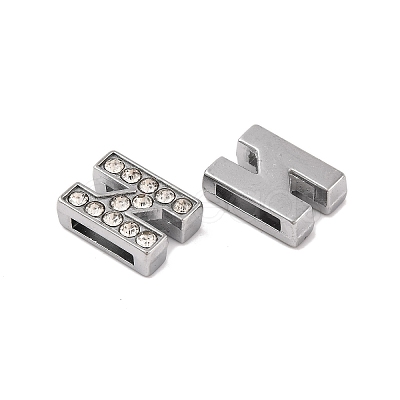 Alloy Initial Slide Charms with Grade A Rhinestones ALRI-R032-N-FF-1