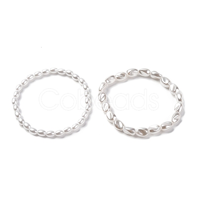 2Pcs Alloy Plastic Pearl Stretch Bracelets for Women BJEW-U011-03G-1