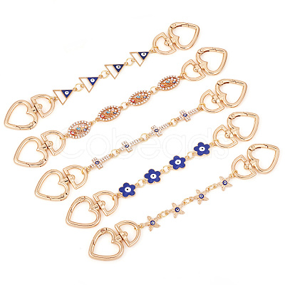 5Pcs 5 Styles Evil Eye Alloy Link Chains Bag Extender Chains AJEW-TAC00036-1