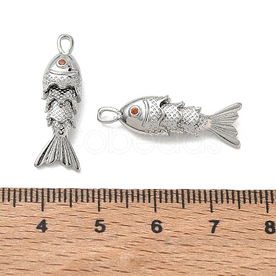 Brass Micro Pave Orange Red Cubic Zirconia Pendants KK-A269-01A-P-1