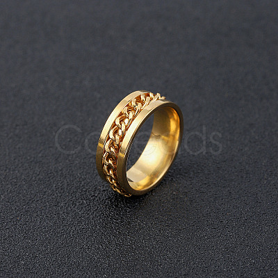 304 Stainless Steel Rotatable Chain Finger Rings for Men FS-WG60CA3-26-1