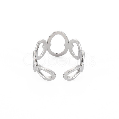 Non-Tarnish 304 Stainless Steel Open Oval Wrap Cuff Ring for Women RJEW-S405-187P-1