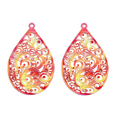 Spray Painted 430 Stainless Steel Filigree Pendants STAS-TAC0004-57E-1