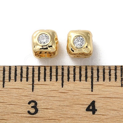 Brass Micro Pave Cubic Zirconia Beads KK-P256-09G-01-1