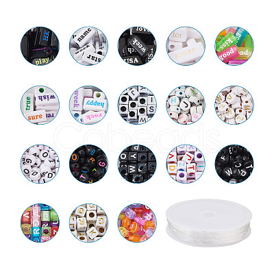 DIY Alphabet Themed Stretch Bracelet Making Kits DIY-PJ0001-08-1