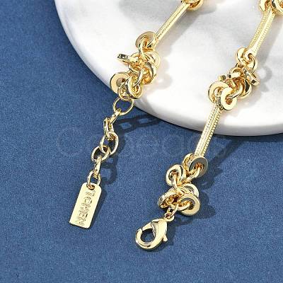 Brass Disc & Stick Beads Link Chain Bracelets for Women BJEW-G781-01G-1