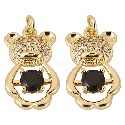 2Pcs Brass Micro Pave Cubic Zirconia Pendants KK-TA0002-81C-1