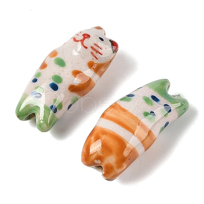 Hand-Painted Porcelain Beads PORC-R001-01F-1