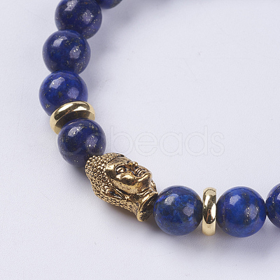 Natural Lapis Lazuli Beads Stretch Bracelets BJEW-E325-D36-1